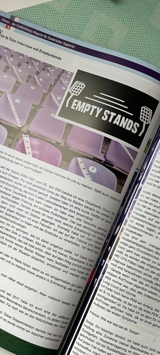 Falls ihr auch das Interview von Empty Stands mit der Fanabteilung des <a href="/VfL_1899/">VfL Osnabrück</a> zu Long-COVID und ME/cfs lesen wollt: Hier könnte ihr das Heft als Nicht-Vereinsmitglieder bestellen. 
vfl-fanabteilung.de/famos-nr-11-is…