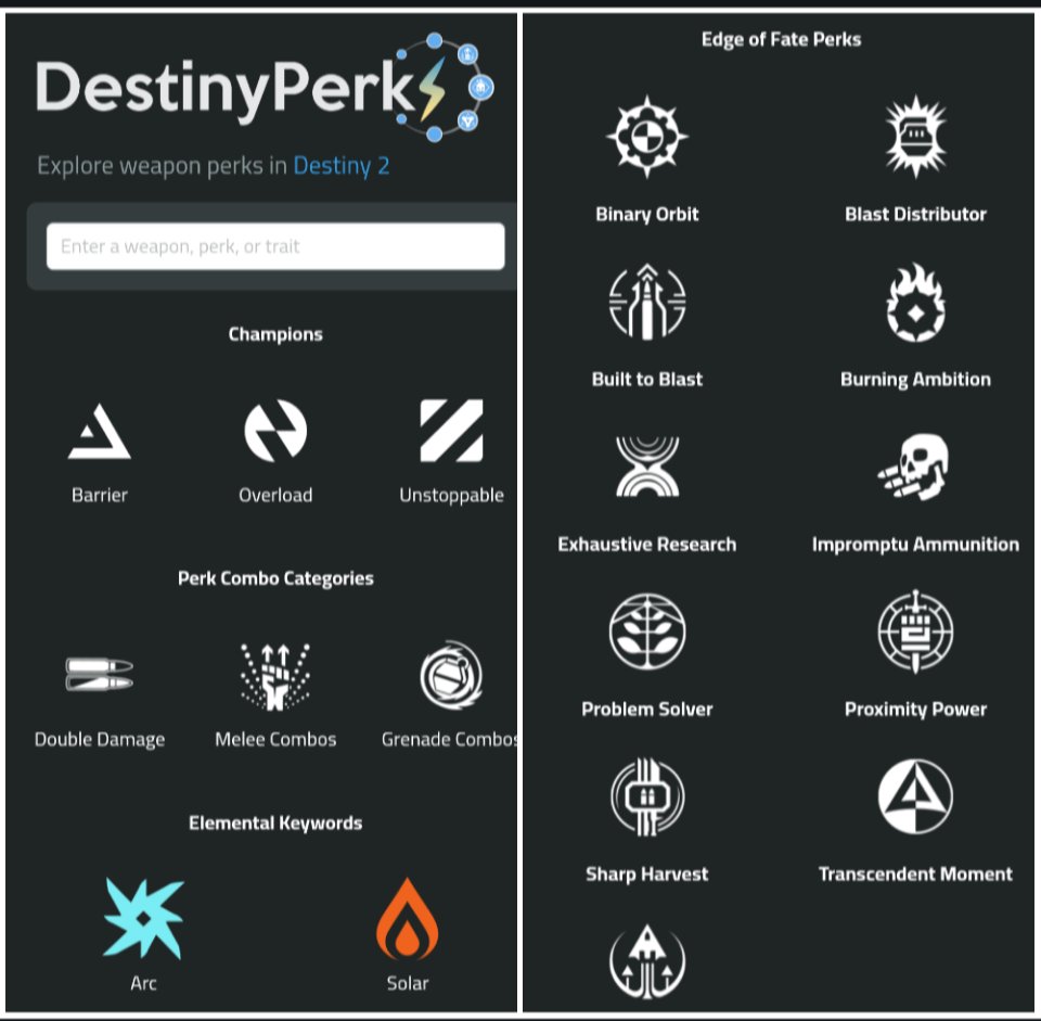 Destiny_Perks's tweet photo. Aaaand we're BACK

https://t.co/ScvmlTYyaJ

Now updated for Edge of Fate Release!

🔮 Weapons!
🔮 Perks!
🔮 Combinations of weapons &amp; perks!

Check it out! Here are some searches to get ya started... https://t.co/5f5i6jTJnN