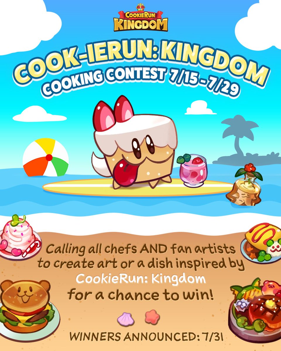 CRKingdomEN's tweet image. 🧑🍳 Welcome to Cook-ieRun: Kingdom 🧑🍳
Take up your whisks and whip up your finest masterpieces! We're calling all chefs and fan-artists to create art or a dish inspired by CookieRun: Kingdom! Dough-not miss out on your chance to show off your flour power digitally OR IRL for a…