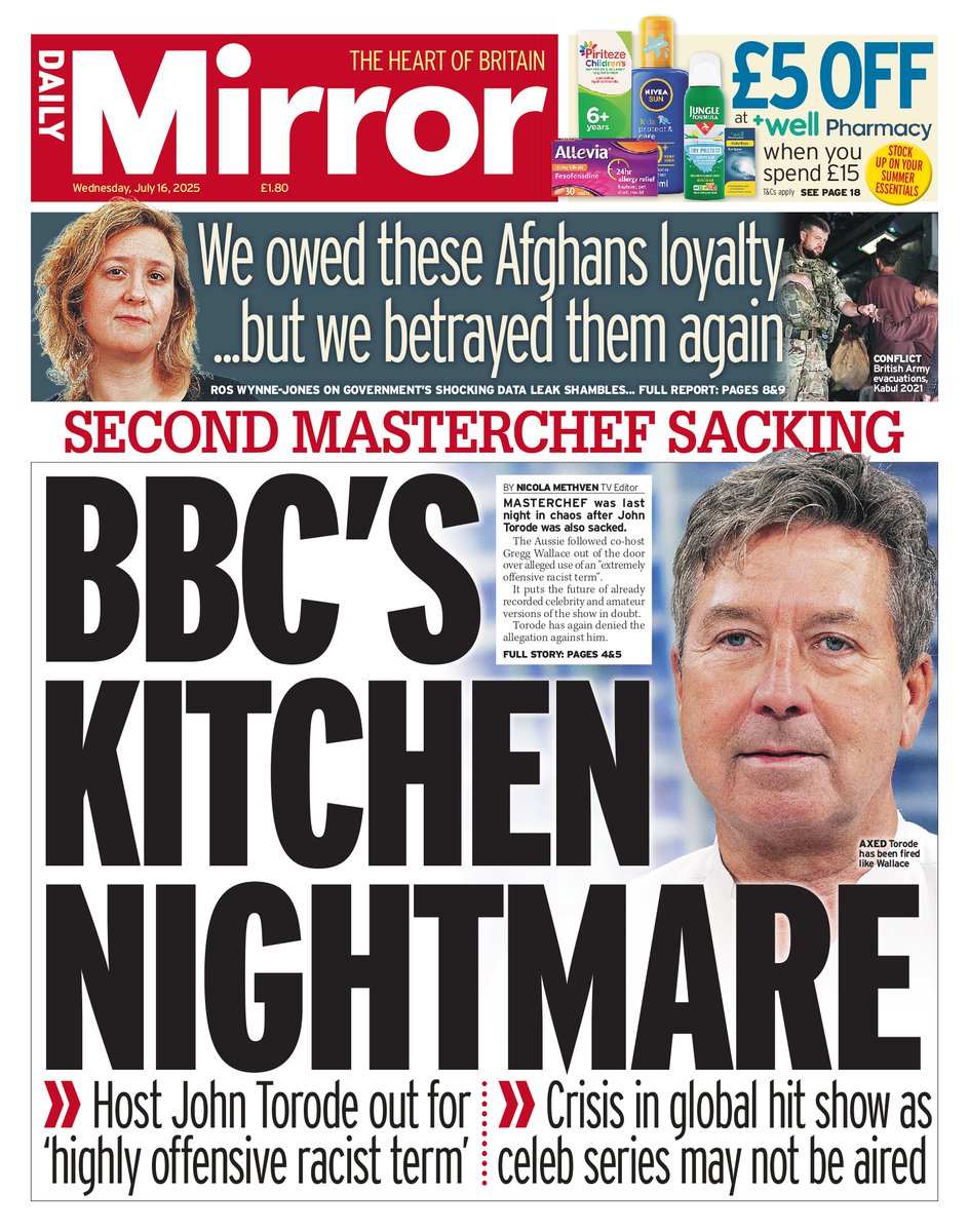 Lou_obrien19's tweet image. Wednesday's MIRROR: BBC's kitchen nightmare #TomorrowsPapersToday