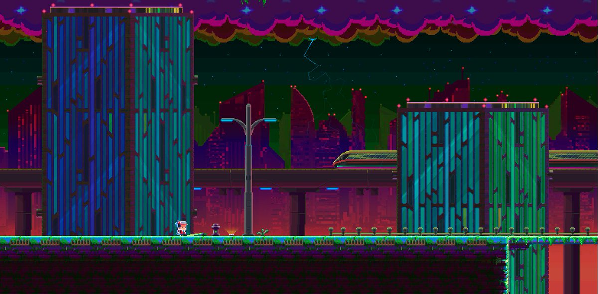 orubegamestudio's tweet photo. Here’s the background for the new biome we’ve been working on this week in Lia: Hacking Destiny! ⚡
It’s called Circuit City 🏙️💻
Would it make a good wallpaper?
#gamedev #pixelart #indiegame #LiaHackingDestiny https://t.co/IJZ68Ck8DY
