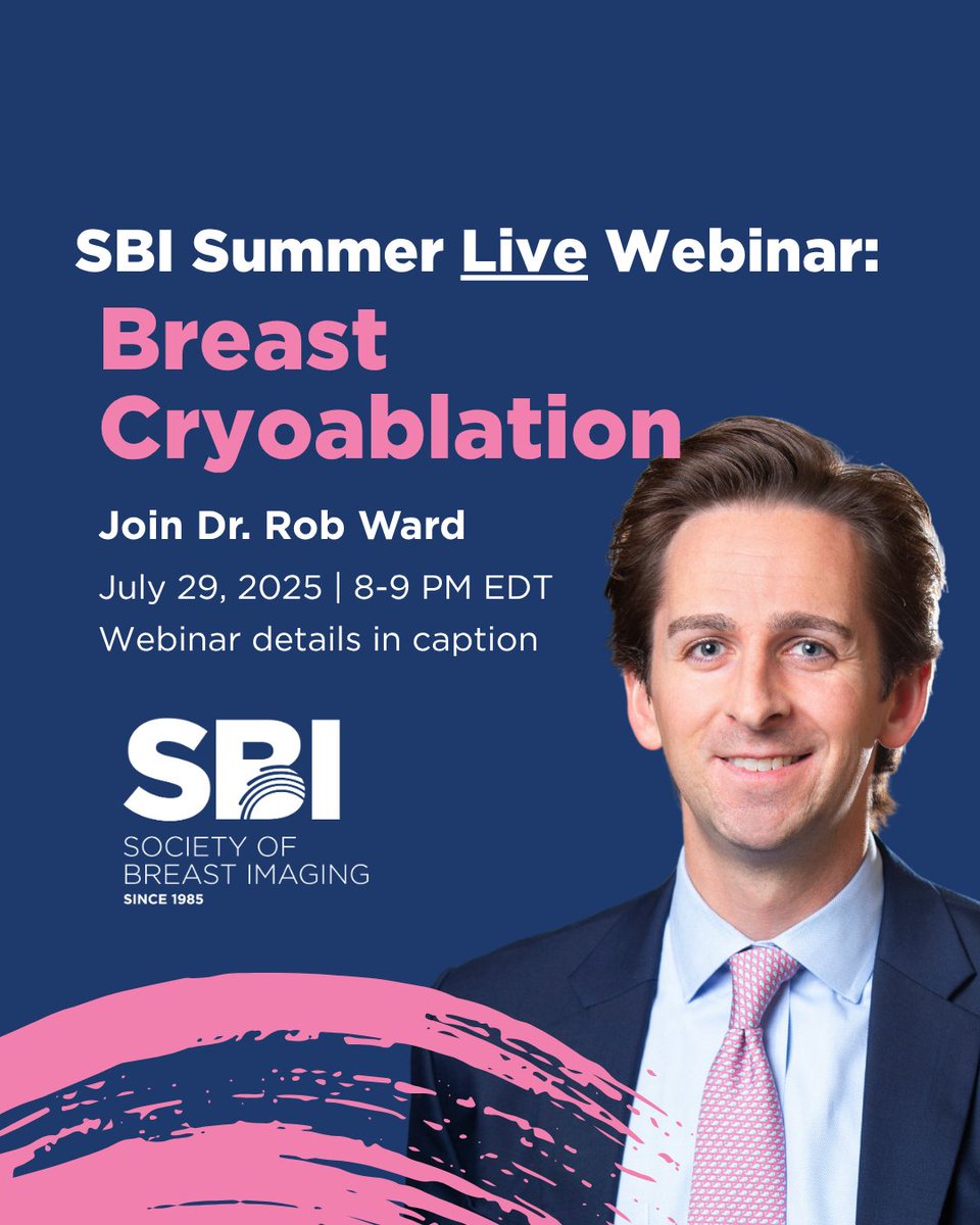 BreastImaging's tweet image. Join us 7/29 for a live webinar with Dr. Rob Ward, where we’ll break down the research, the mechanics & the how behind adding #cryoablation to your service line. Covering literature to logistics, this session is your guide to getting confident with this evolving treatment option.