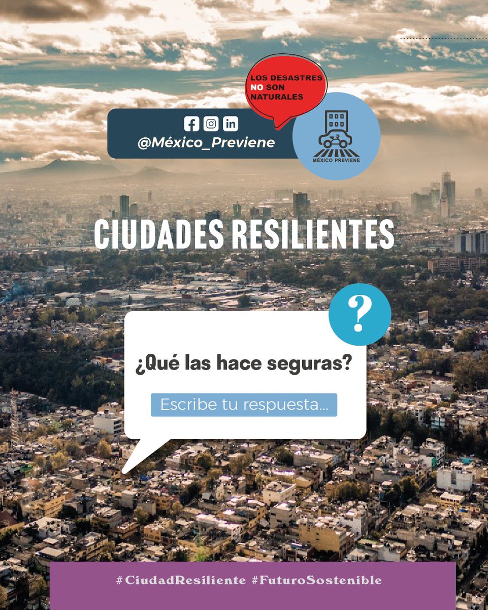 Mexico_Previene's tweet image. 🌆 Las ciudades no se hacen resilientes por casualidad.
Se construyen con planeación, participación ciudadana y prevención.
💡¿Tú qué crees que hace segura a una ciudad?
🗣️ ¡Queremos leerte!
#CiudadResiliente #FuturoSostenible #MéxicoPreviene #GestiónDelRiesgo #CiudadesSeguras