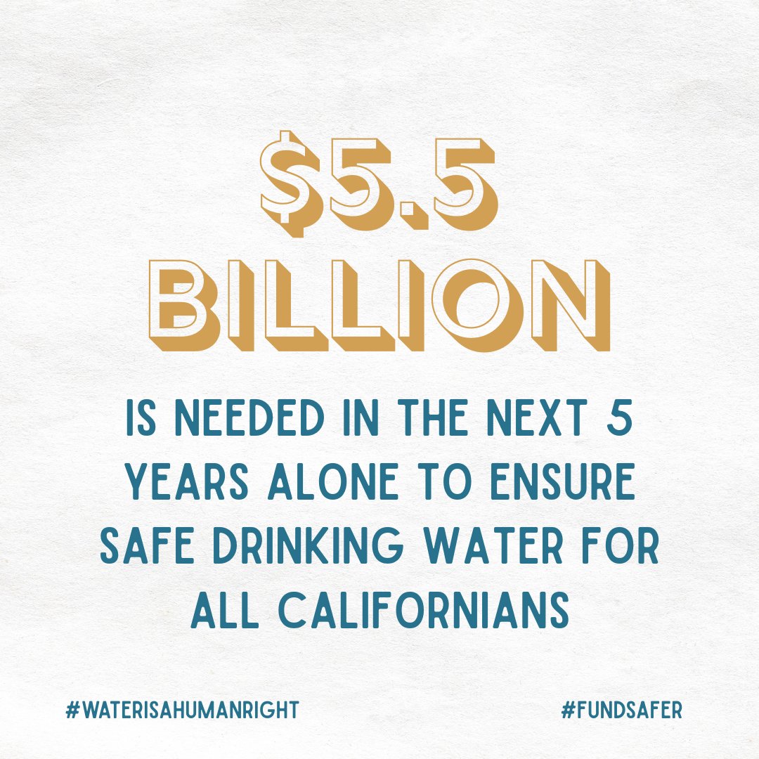 CWaterC's tweet image. Programs like #SAFER make safe drinking water solutions possible. The State Water Board estimates $5.5 billion is still needed to ensure clean water for all Californians. California must renew and fund SAFER to meet the need. Everyone deserves safe water at the tap.