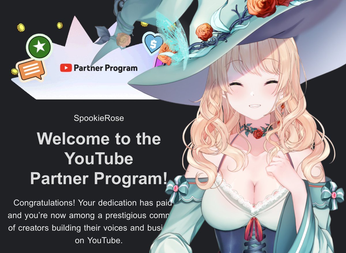 SpookieRose's tweet image. 🎉 I'm happy to announce that I am now a Youtube Partner!! 🎉
THANK YOU EVERYONE for helping me get this far!! This doesn't feel real yet, but WE DID IT!! 😭