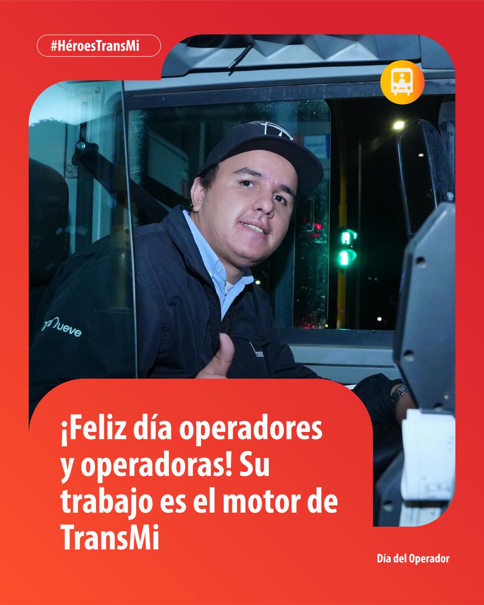 👏 ¡Feliz día, operador y operadora!
Ustedes son el motor de #TransMi y verdaderos protagonistas de la movilidad en Bogotá.

#HéroesTransMi