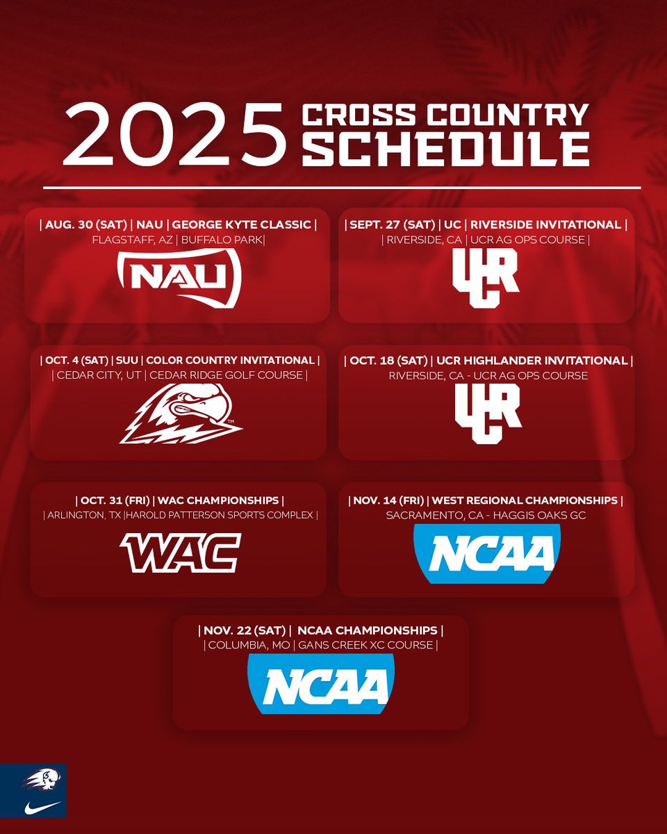 2️⃣0️⃣2️⃣5️⃣ Cross Country Schedule! 💥

📅 shorturl.at/WLtur

#UtahTechBlazers 🦬 | #WACxc