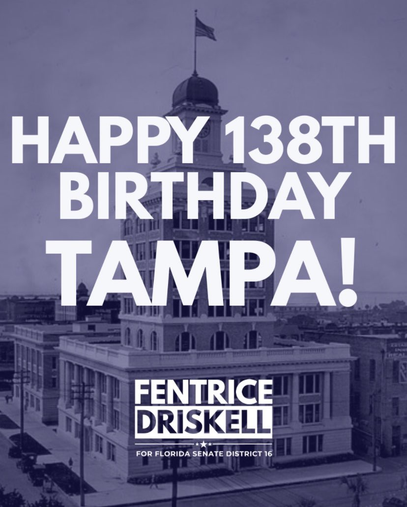 FentriceForFL's tweet image. Happy 138th birthday to the City of Tampa!🎉