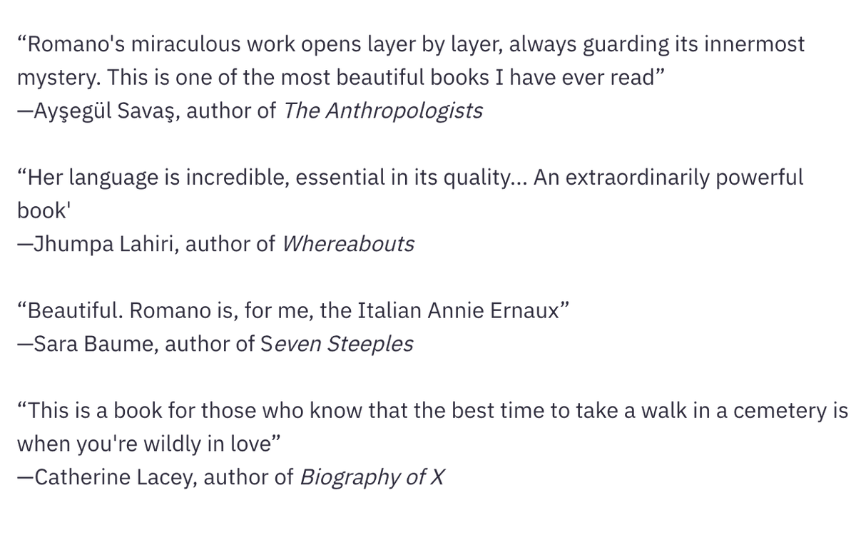 Now 6 weeks away from the US publication of Lalla Romano's In Farthest Seas and I'm still quite starstruck to read these generous words of early praise! Hoping others will enjoy just as much 💙
bookshop.org/p/books/in-far…