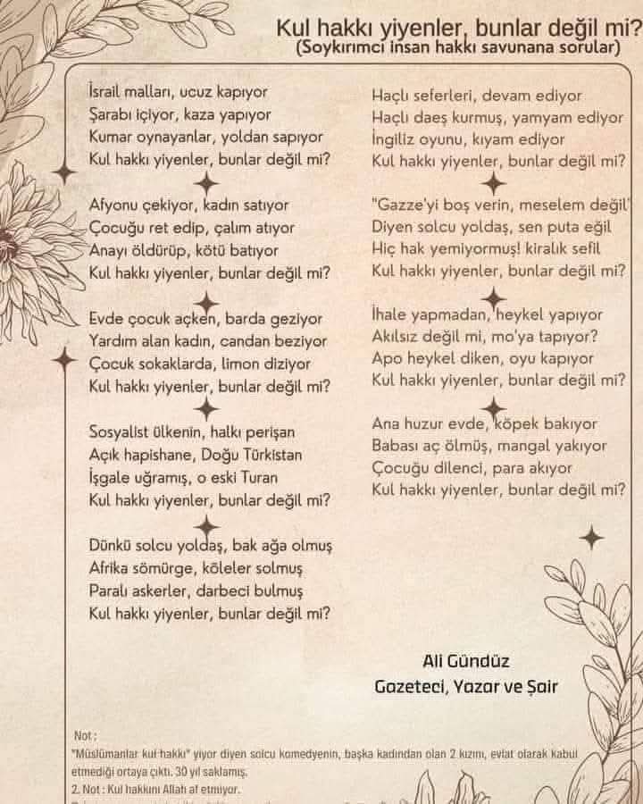 <a href="/dua206/">YAZI-YORUM...</a> Filistin yanıyor.
 Müslümanlar birbiriyle uğraşıyor. yazıklar olsun