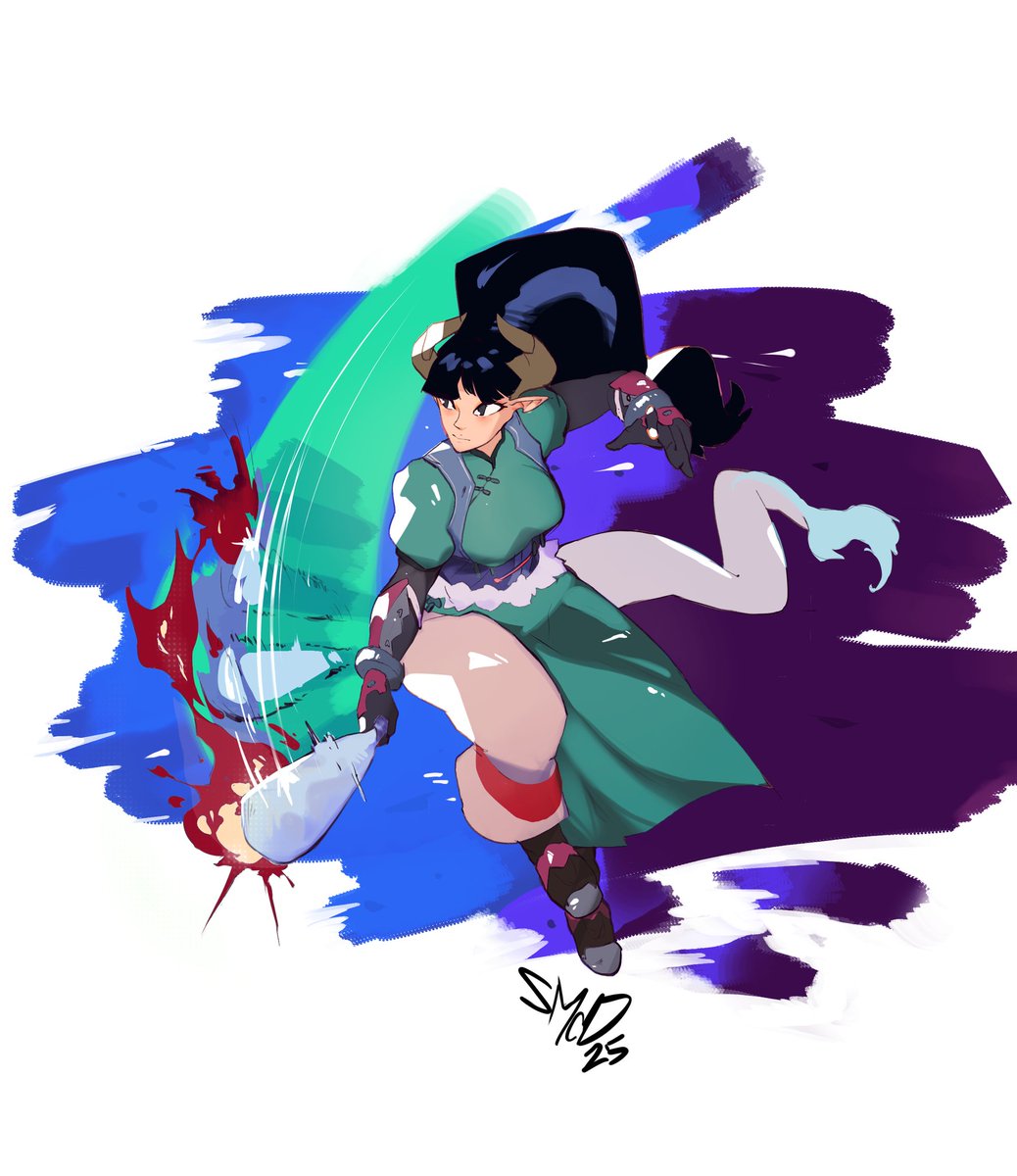 SmugGoht's tweet image. Accelerating action Dragon girl Morina 
#originalcharacter #oc