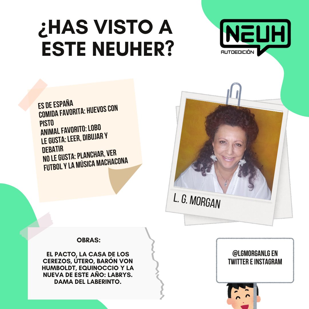 Nuestra Neuhr del día es Morgan 😀(<a href="/LGmorganLG/">L.G.Morgan ¡ENCUÉNTRAME EN KO-FI!</a> ). Visita su perfil para saber más de ella, y no dejes de leer sus obras ✨