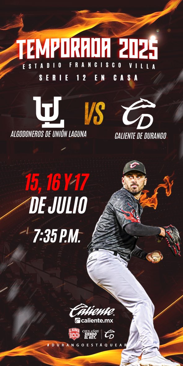 ⚾️ ¡Hoy hay béis en Durango!
Los Calientes de Durango reciben a Algodoneros de Unión Laguna 🧢🔥
📍 Estadio Francisco Villa
🗓️ Martes, miércoles y jueves 
🕢 7:35 PM

¡Vamos al estadio a apoyar al equipo local! 💥
#Beisbol #CalientesDeDurango #VamosCaliente