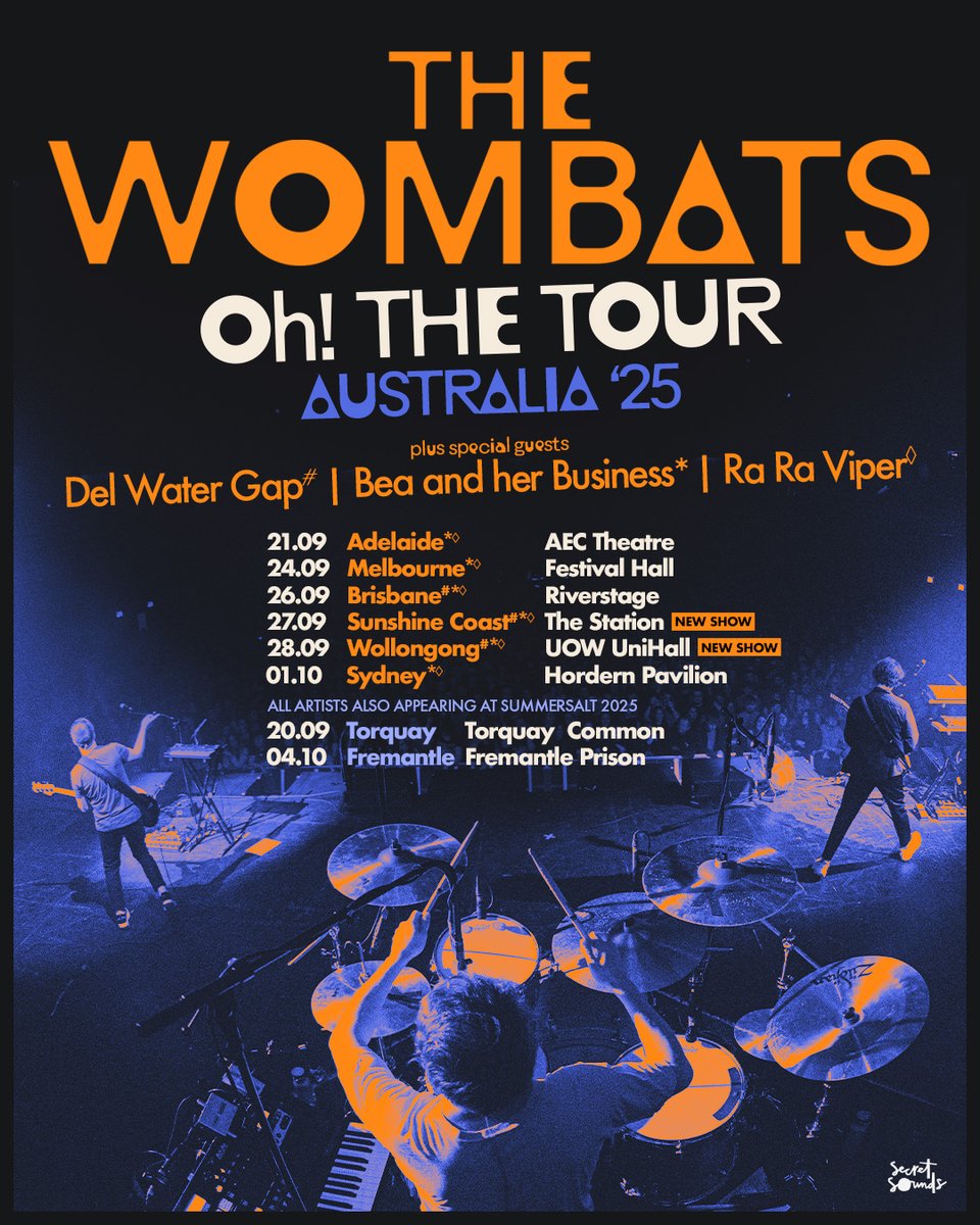 Update on our Australia tour! We've added 2 new shows on the Sunshine Coast and in Wollongong and moved the Fremantle show to the a Fremantle prison
Presale for Sunshine Coast and Wollongong starts Thursday at 8am AEST. Make sure you’re signed up to our mailing list for presale!