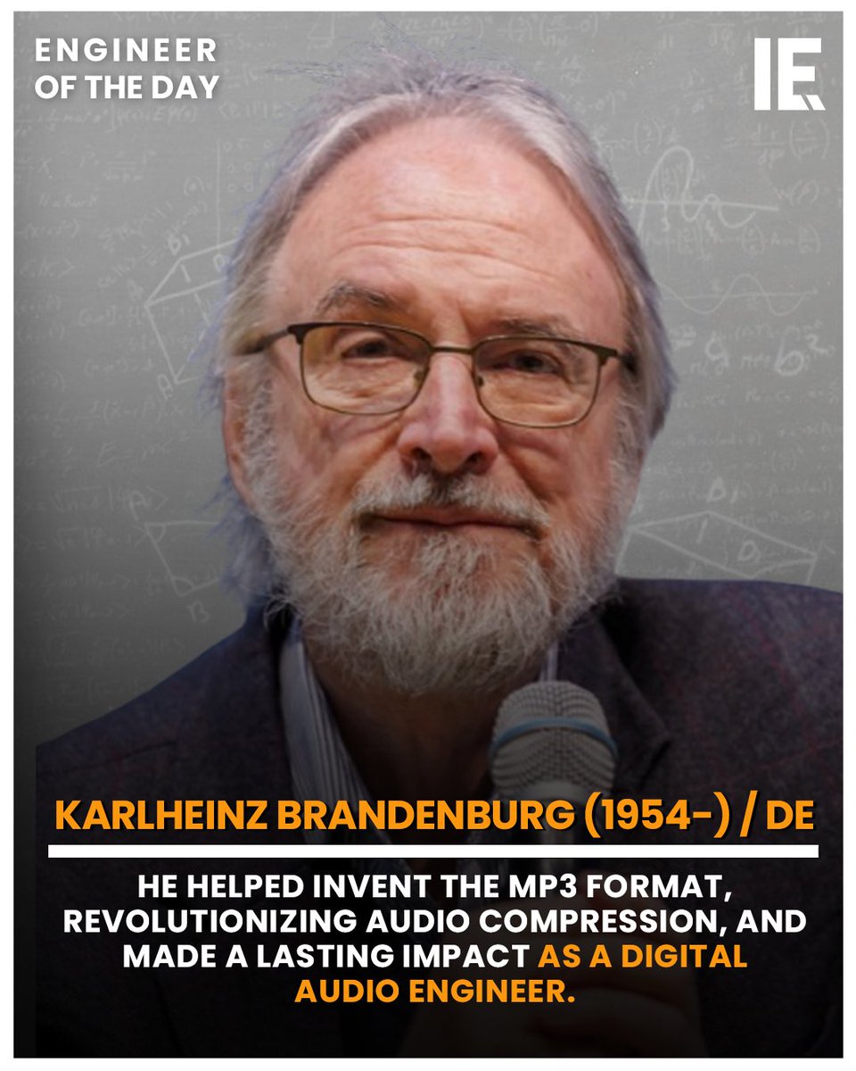 IntEngineering's tweet image. Karlheinz Brandenburg changed how the world listens to music. His work on the MP3 format made digital music accessible and portable for billions.

Discover more: bit.ly/3Irlzsd

#KarlheinzBrandenburg #MP3Inventor #DigitalAudio #AudioEngineering
