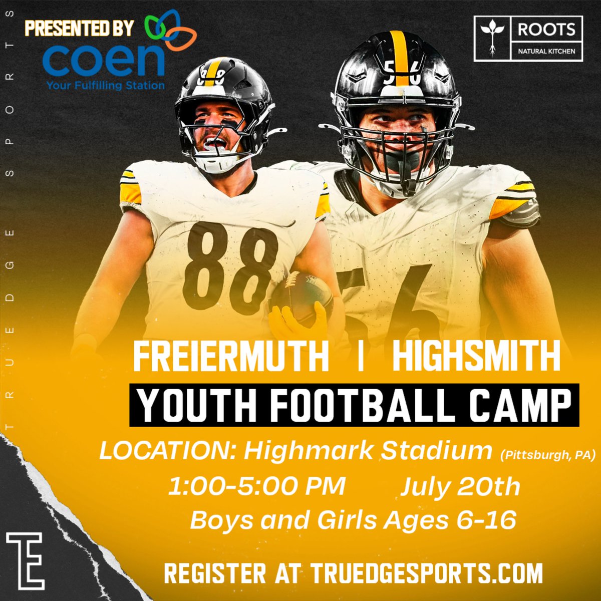 highmarkstadium's tweet image. Is your player looking to improve their football skills by learning from the pros?
Don't miss your chance to join us for the Pat Friermuth and Alex Highsmith Youth Football camp this Sunday!
Register NOW: ow.ly/LvN250Wqeuo