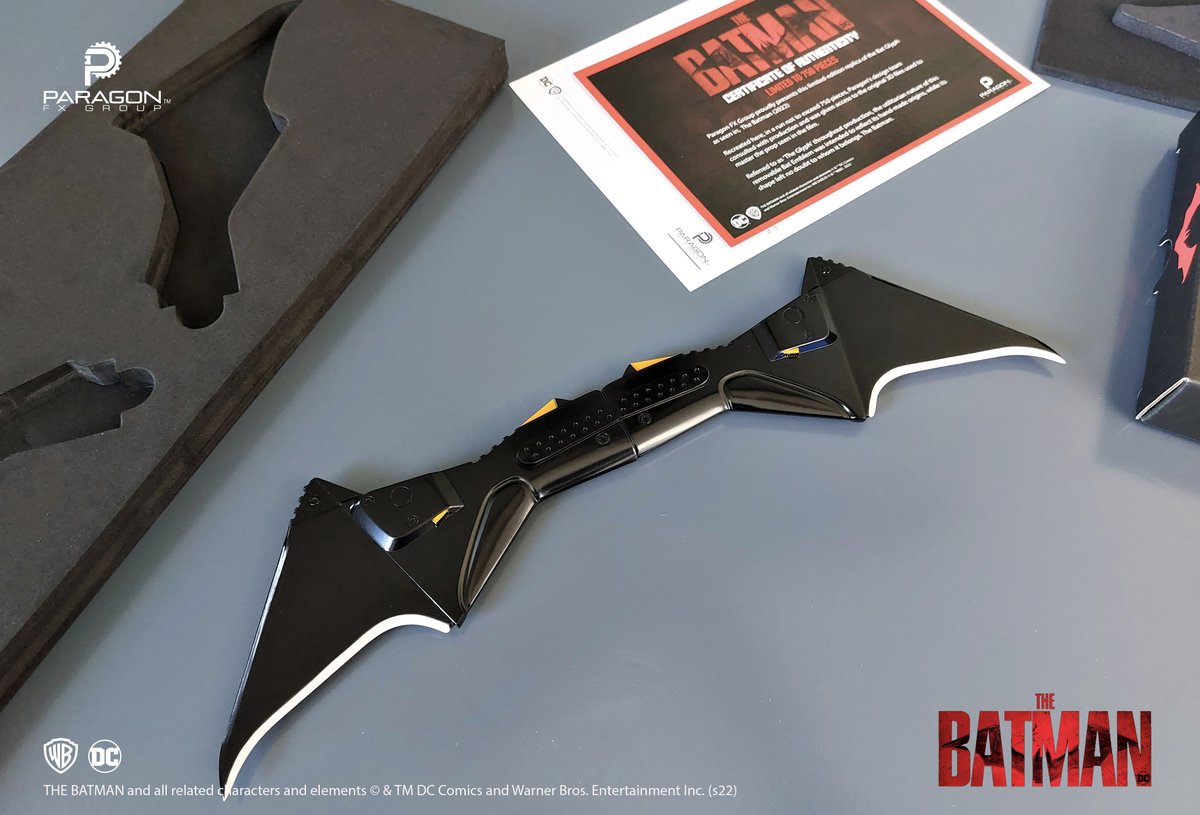 paragonfxgroup's tweet photo. Made from 2.5 lbs of solid metal, this Bat Glyph (or Batarang) from The Batman is a wonderful addition to any collection. Displays in two configurations and works well for cosplay!
https://t.co/ESuZbkzgbD
#propreplicas #movieprops #collectibles #paragonfxgroup https://t.co/VygblbrvuG