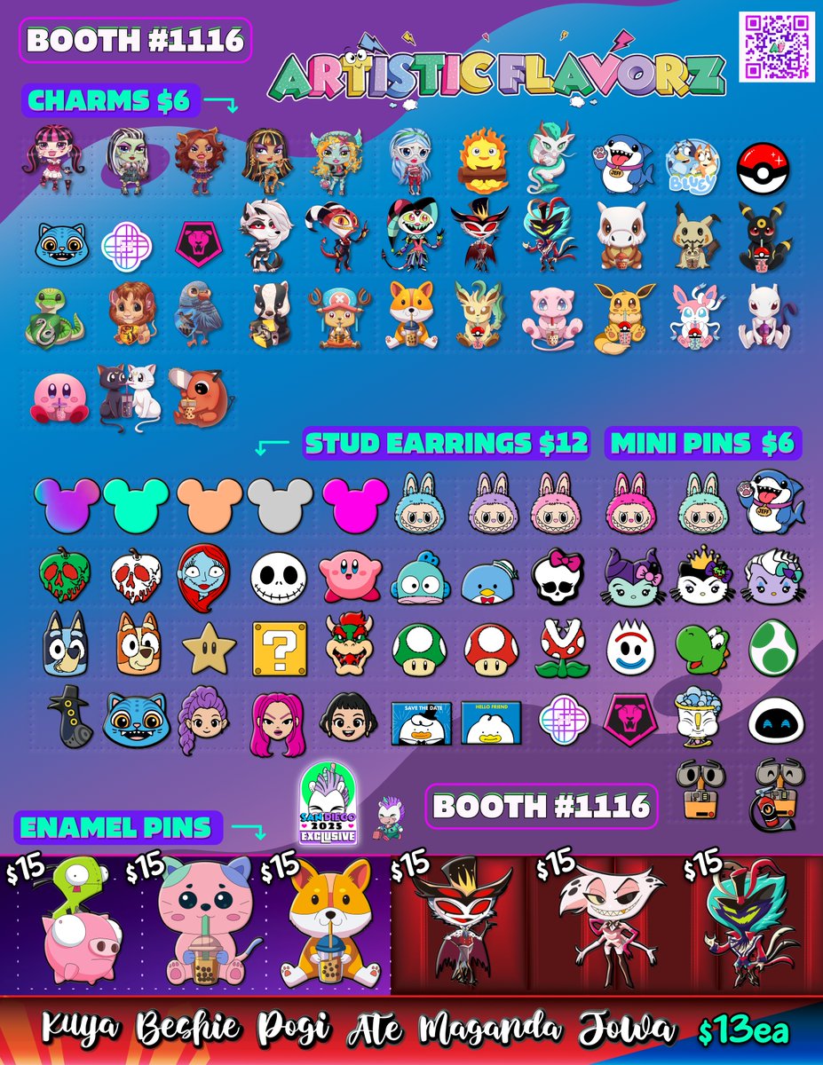 artisticflavorz's tweet image. π¨ NEW DROP @ #SDCC2025 π¨
Kawaii chaos, Pinoy pride, & enamel madness all at BOOTH #1116π₯
π Charms, Studs, Mini Pins
π¦ Enamel Pins na nakakakilig
π T-Shirts β Filipino vibes, mystery tees & more!
πHanapin kami sa Booth #1116 + collabs @ #523 w/ Viciouskill #AddSomeFlavorz
