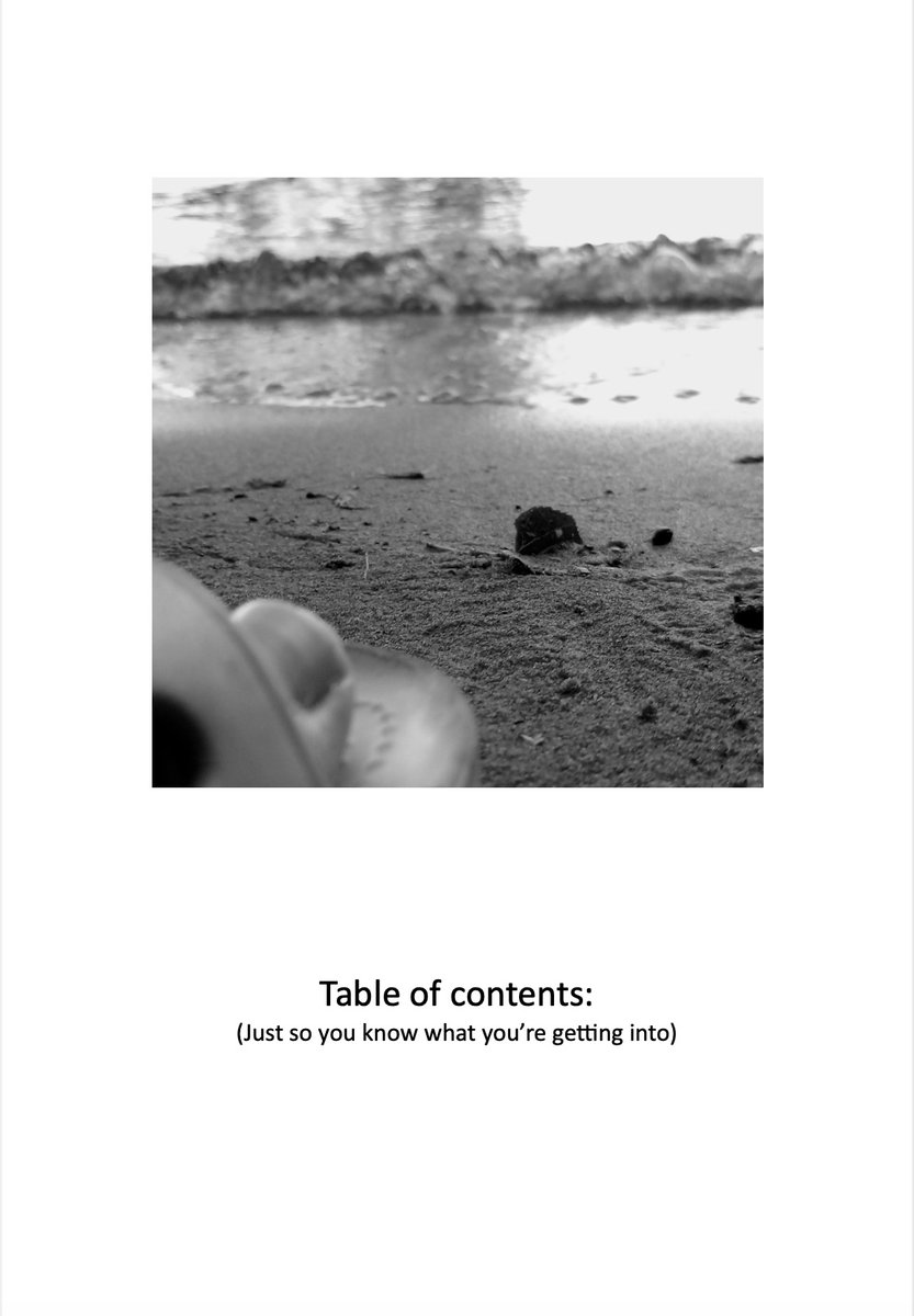 Another behind the scenes—color vs. final version. I took color out of the photos in New Chapter while having some words have color to represent the life of the book being in the words. Here’s the table of contents picture.

Taken August 2, 2024 at 3:22 pm