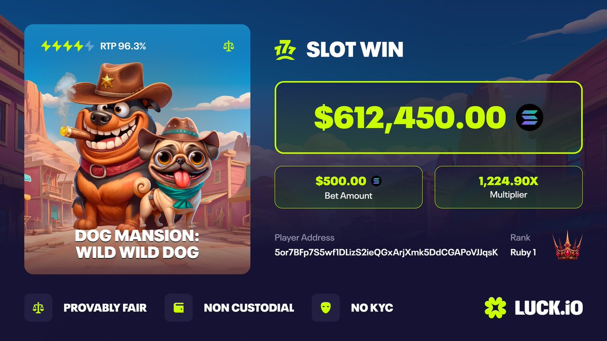 🚨 Someone just turned  $500  into $612,450 on <a href="/luckio/">Luck.io</a>