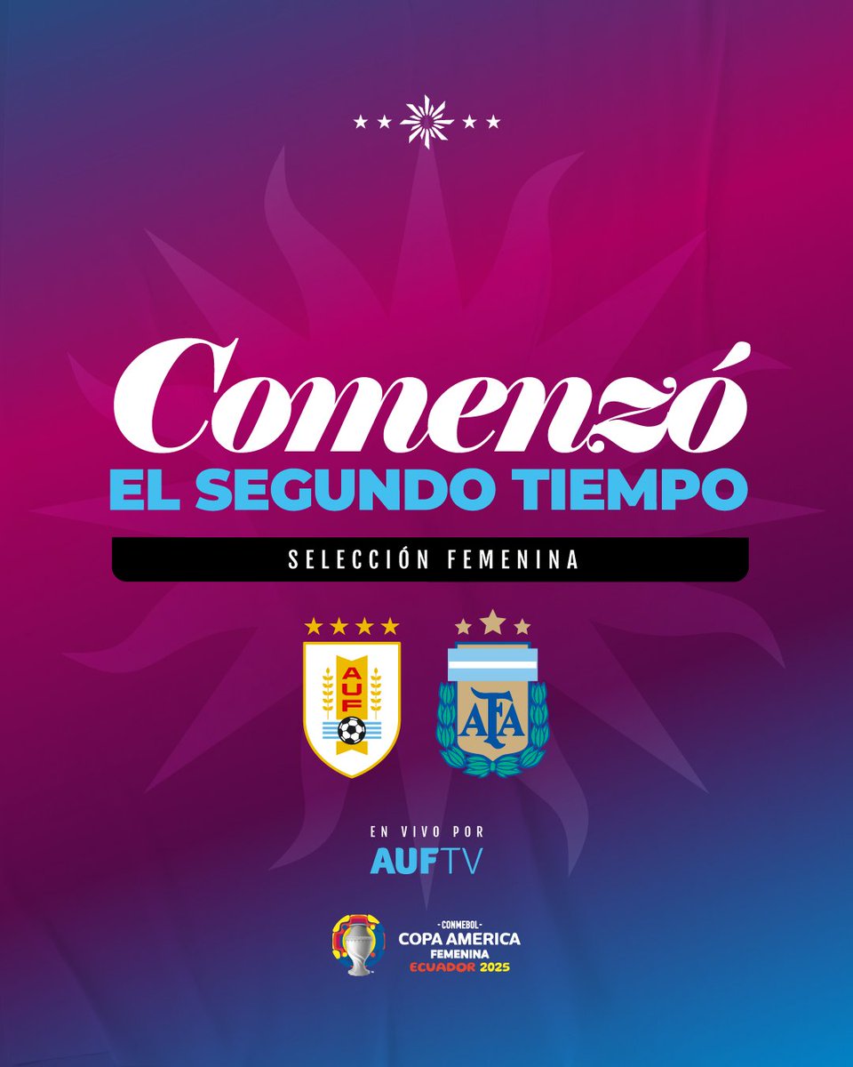 ▶️ ¡𝗘𝗠𝗣𝗘𝗭𝗢́ 𝗘𝗟 𝗦𝗘𝗚𝗨𝗡𝗗𝗢 𝗧𝗜𝗘𝗠𝗣𝗢!

Uruguay 🇺🇾 0-0 🇦🇷 Argentina 

📌  <a href="/CopaAmerica/">CONMEBOL Copa América™️</a>

💻 AUF.TV

#ElEquipoQueNosUne