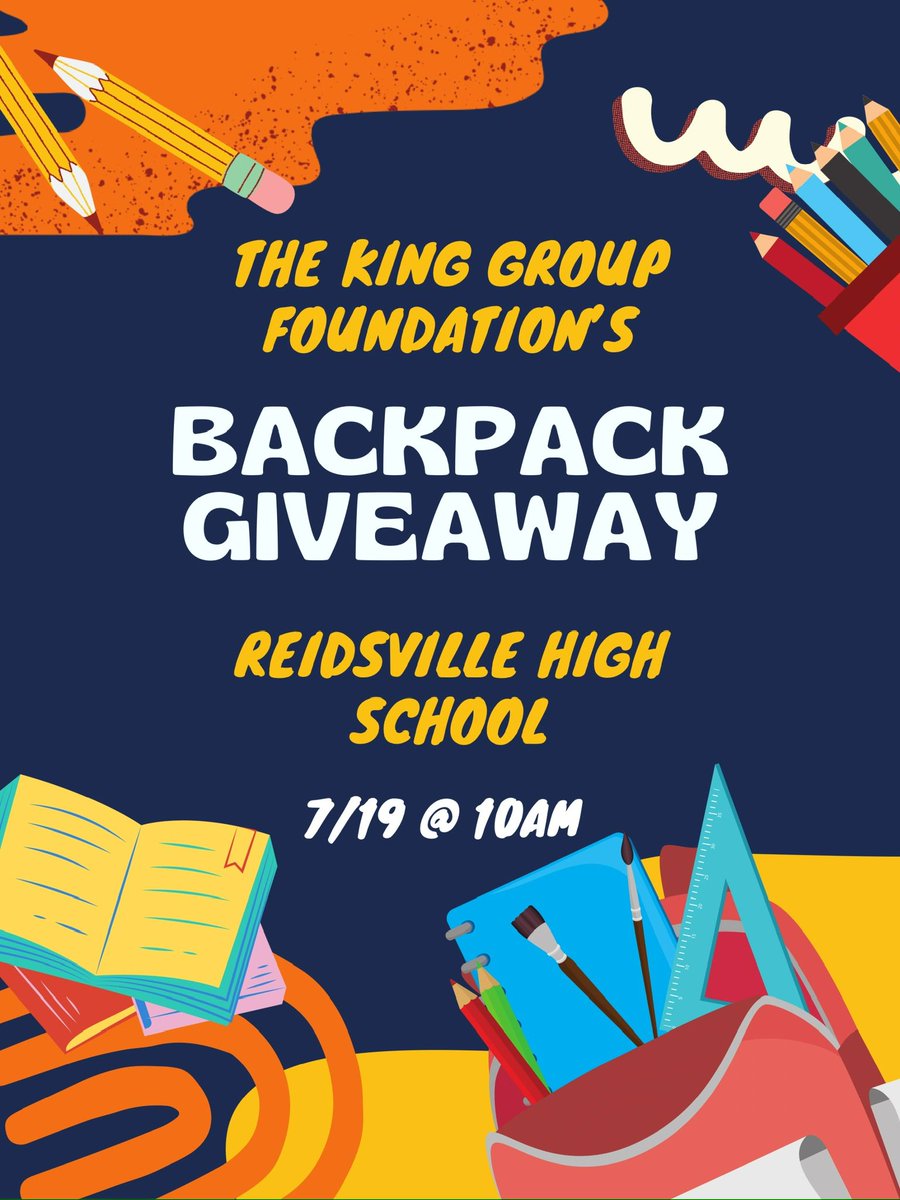 JenniferKing5's tweet image. We are back in Reidsville, NC this Saturday, 7/19 for our 4th annual backpack giveaway. Spread the word so we can get a bag and school supplies for every student in need.