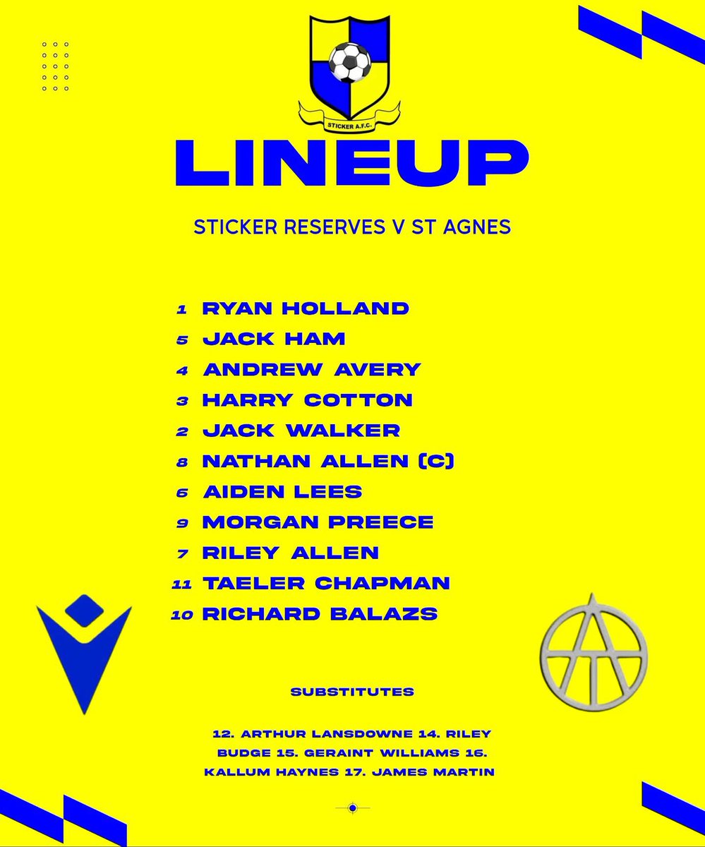 StickerAFC's tweet image. Tonight’s reserves lineup:

@swsportsnews | #UpTheSticky