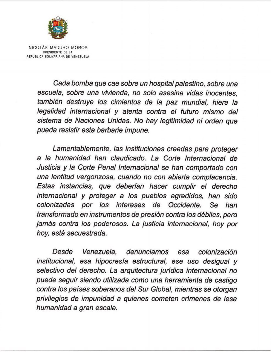 MisionVenOPAQ's tweet image. Saludamos con esperanza y respeto esta Reunión Ministerial Especial de Emergencia promovida por Colombia junto a Sudáfrica, en el marco del Grupo de La Haya, para abordar de manera coordinada y urgente, las atrocidades que se siguen cometiendo contra el Pueblo Palestino.