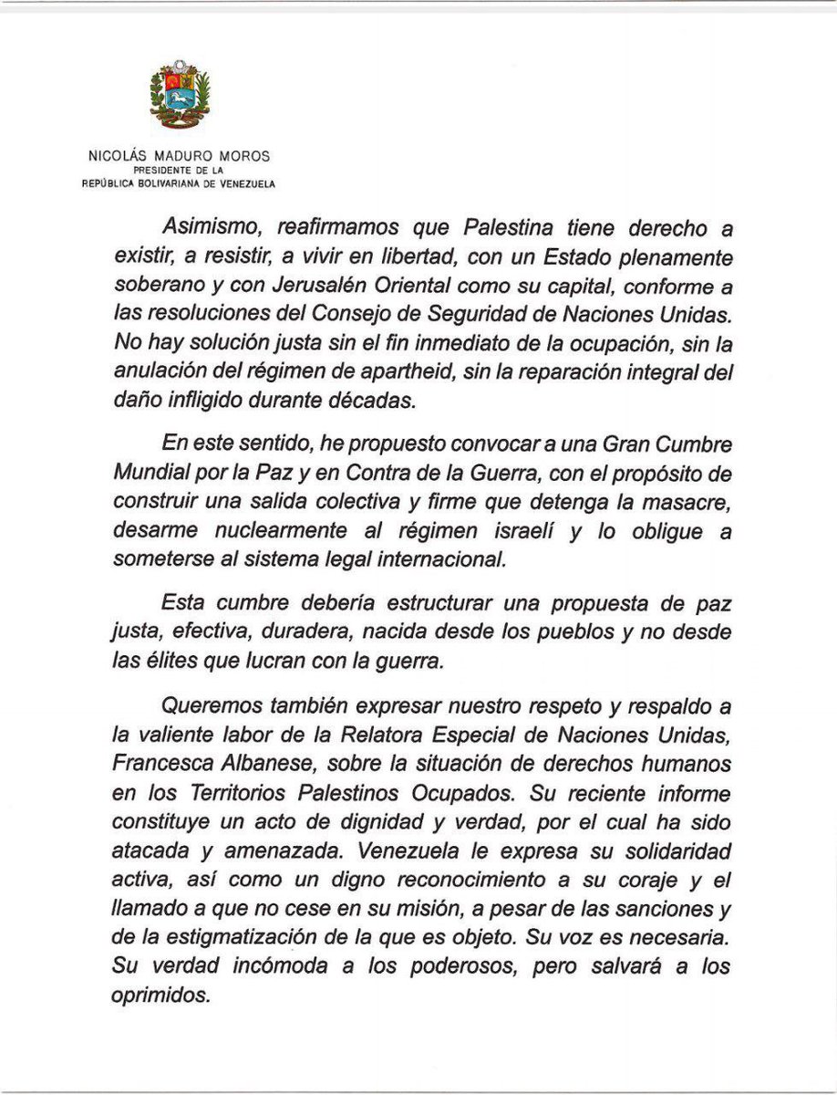 MisionVenOPAQ's tweet image. Saludamos con esperanza y respeto esta Reunión Ministerial Especial de Emergencia promovida por Colombia junto a Sudáfrica, en el marco del Grupo de La Haya, para abordar de manera coordinada y urgente, las atrocidades que se siguen cometiendo contra el Pueblo Palestino.