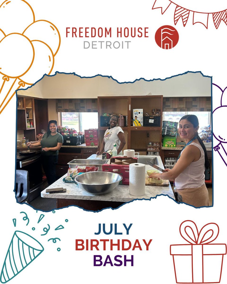 This month’s Birthday Bash was extra special, we celebrated alongside our 4th of July Sparkles event! 🎉

Cupcakes, music, and art made it a joyful day for our July birthdays.

Want to adopt a future bash? Email us: info@freedomhousedetroit.org 💛
