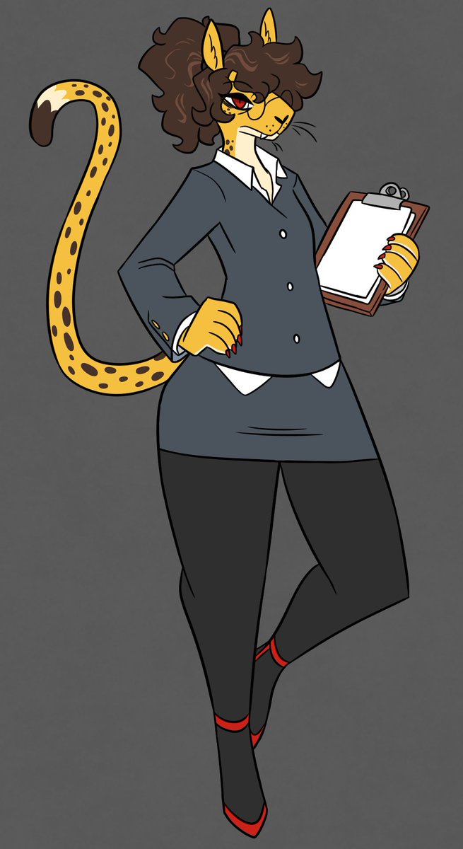 nerdyreindeer's tweet image. secretary cheetah doodle 📝📝📝