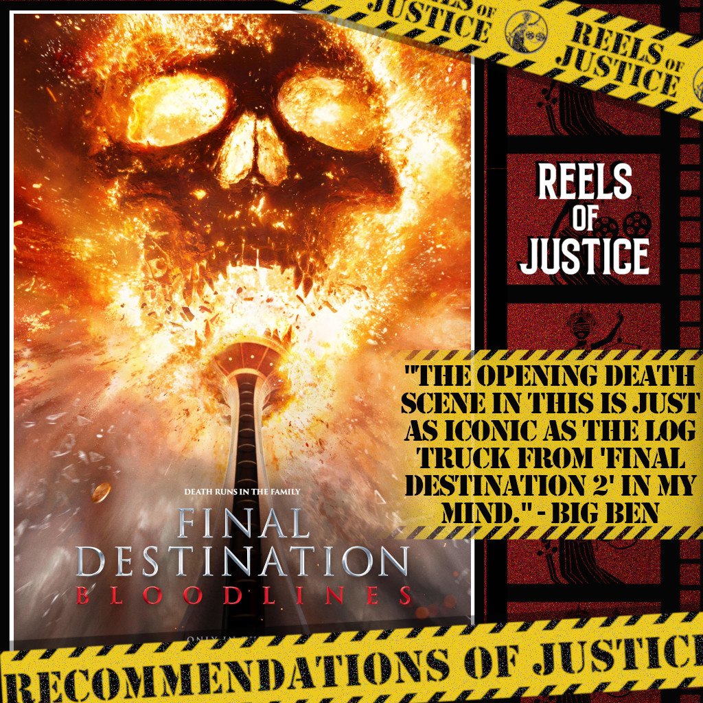 ReelsOfJustice's tweet image. "The opening death scene in this is just as iconic as the log truck from 'Final Destination 2' in my mind." - Big Ben, ‘Final Destination Bloodlines (2025)’
#RecommendationsofJustice #movie #movies #podcast #podcasts #podcasting #film #films #filmtwitter #moviereview #movienight