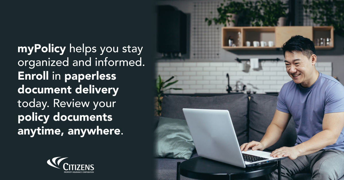 Get your info on the go ➡️ Sign up today for myPolicy and Go Paperless at ow.ly/pBtL50N04Nn! With myPolicy, you can view policy, billing and claims information, download information - even report a claim. #CitizensIsReady
