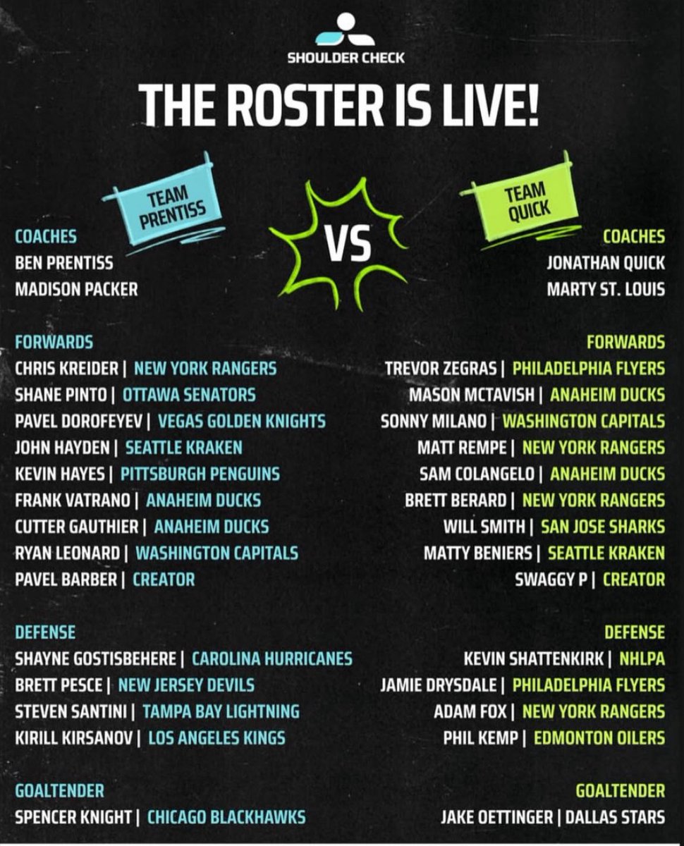 The Seattle Kraken’s John Hayden and Matty Beniers are lacing up against each other for the 2025 Shoulder Check Showcase on July 24 

shouldercheck.org
