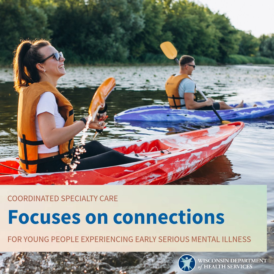 DHSWI's tweet image. Coordinated Specialty Care participants benefit from meaningful connections with providers, friends, and family helping them live their best lives. Learn how this program helps those impacted by early serious #MentalIllness or first episode psychosis: dhs.wisconsin.gov/csc/index.htm