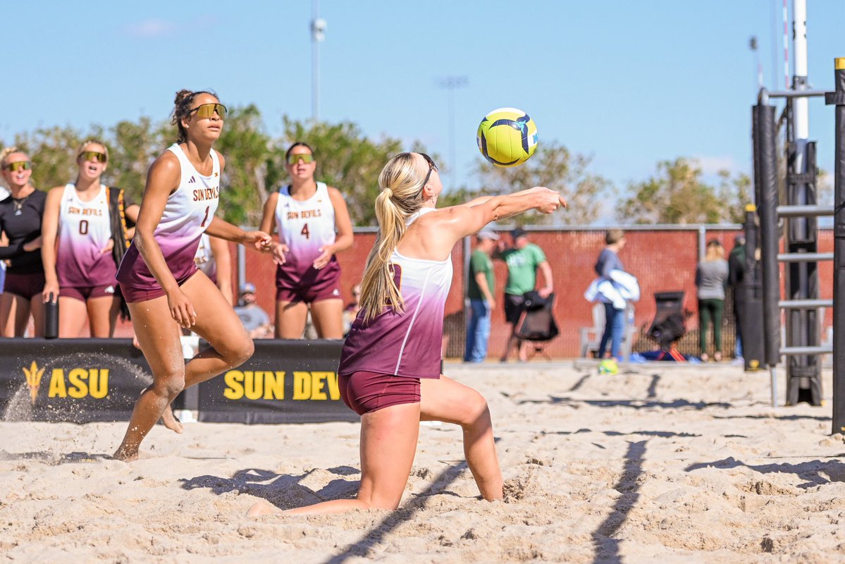 SunDevilBeachVB's tweet image. Maroon and gold looked good on Olivia McElroy this year 😈

In her first season in Tempe, she had 19 wins, which is top 20 in the ASU record book for single-season wins!

#SandDevils /// #ForksUp