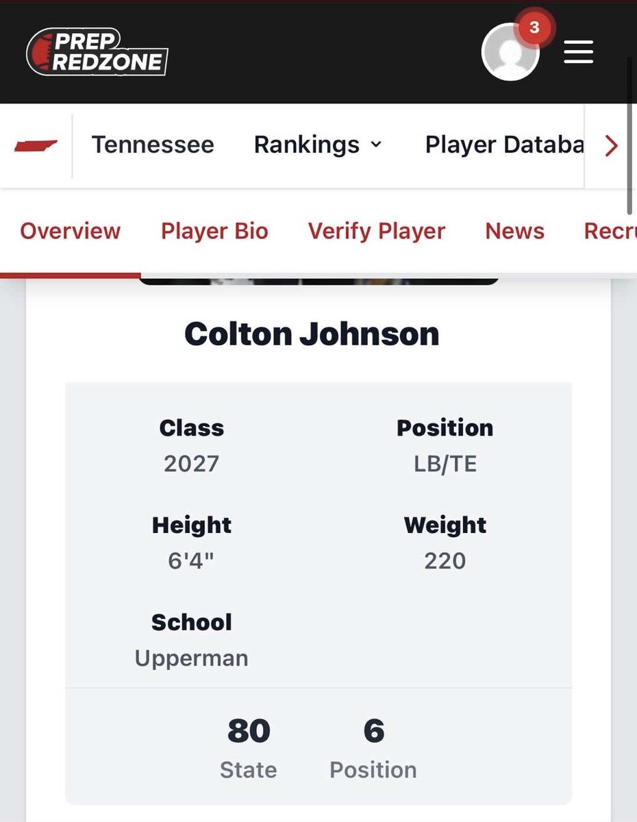 coltonFB_23's tweet image. Grateful to be ranked 80th in the state by @PrepRedzoneTN. As well as the 6th ranked TE in Tennessee💪
@BaxterFootball