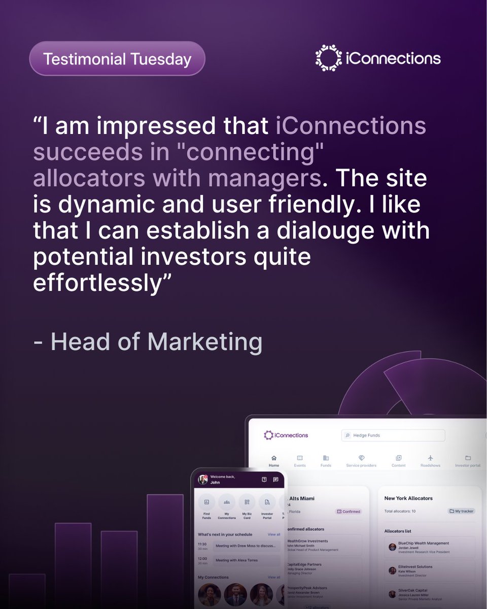iconnections_io's tweet image. The iConnections platform makes it easy to start meaningful conversations with the right investors. Become a member and unlock access to our dynamic network built for connection: hubs.la/Q03xp8P60  🌐
#iConnectionsPlatform #CapitalIntroduction #InvestorNetworking…