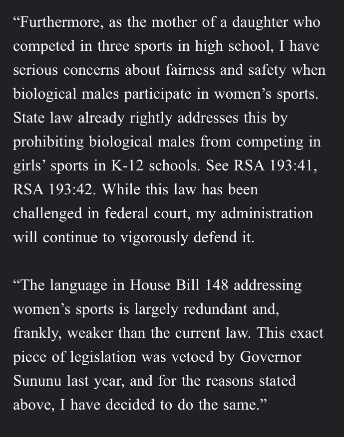 WillSkipworth's tweet image. Gov. @KellyAyotte just vetoed some “red meat” GOP bills including ones that would’ve:
•allowed trans people to be kept off sports teams/restrooms/etc. of their identified gender.
•made it easier to ban books in schools.
•altered the vaccine exemption process.
#NHPolitics