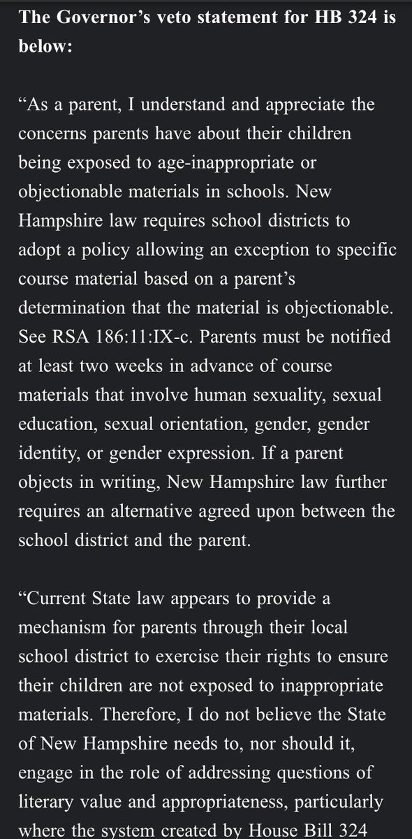 WillSkipworth's tweet image. Gov. @KellyAyotte just vetoed some “red meat” GOP bills including ones that would’ve:
•allowed trans people to be kept off sports teams/restrooms/etc. of their identified gender.
•made it easier to ban books in schools.
•altered the vaccine exemption process.
#NHPolitics