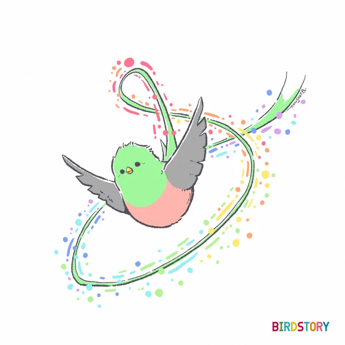 おはようございます。 本日は7月16日。 なないろの語呂合わせから、虹の日とのことです #BIRDSTORY #Quetzal #虹の日 #ケツァール