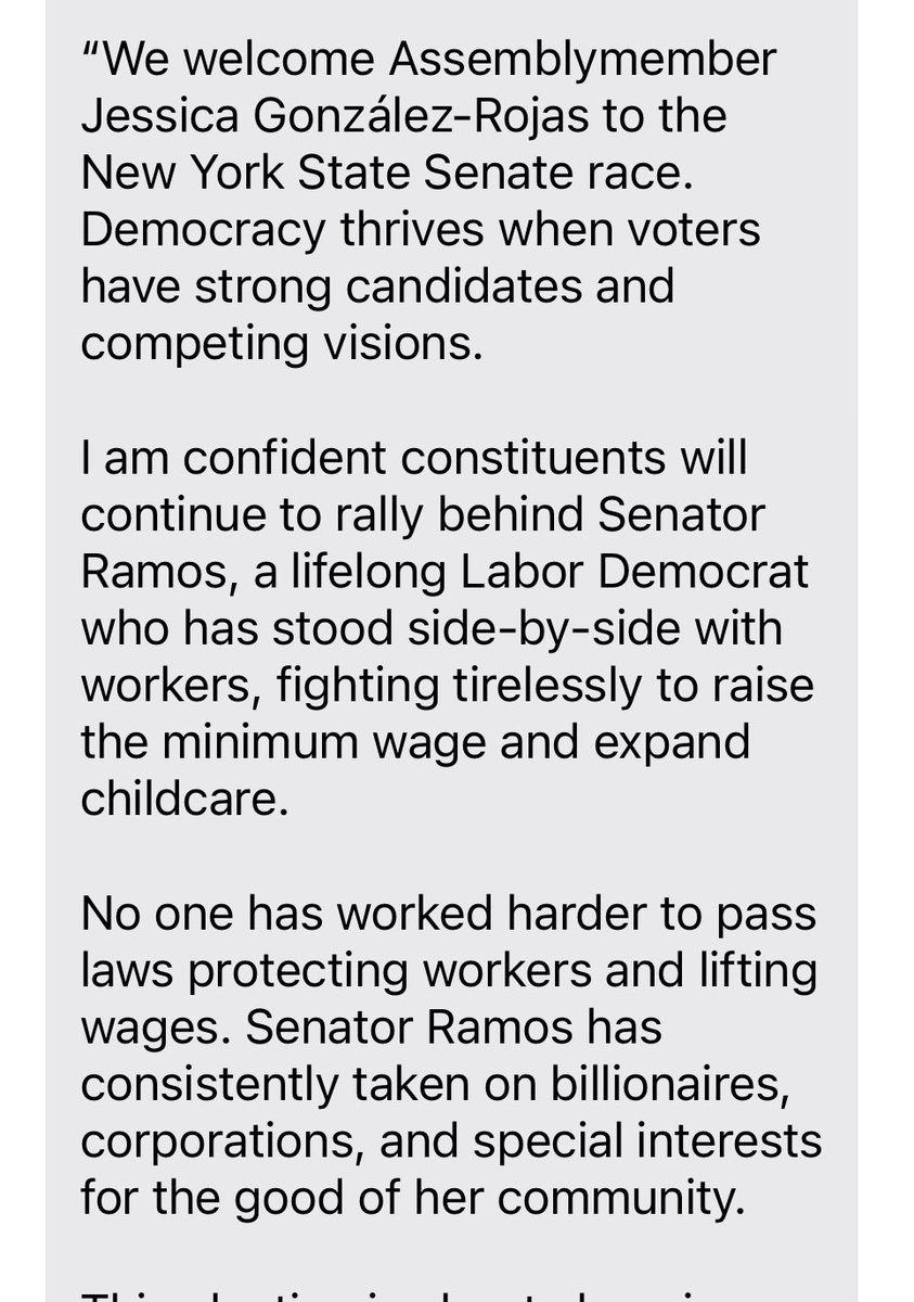 RyanSchwach's tweet image. A lengthy statement from the office of @jessicaramosqns about @votejgr filing for her seat (in part)