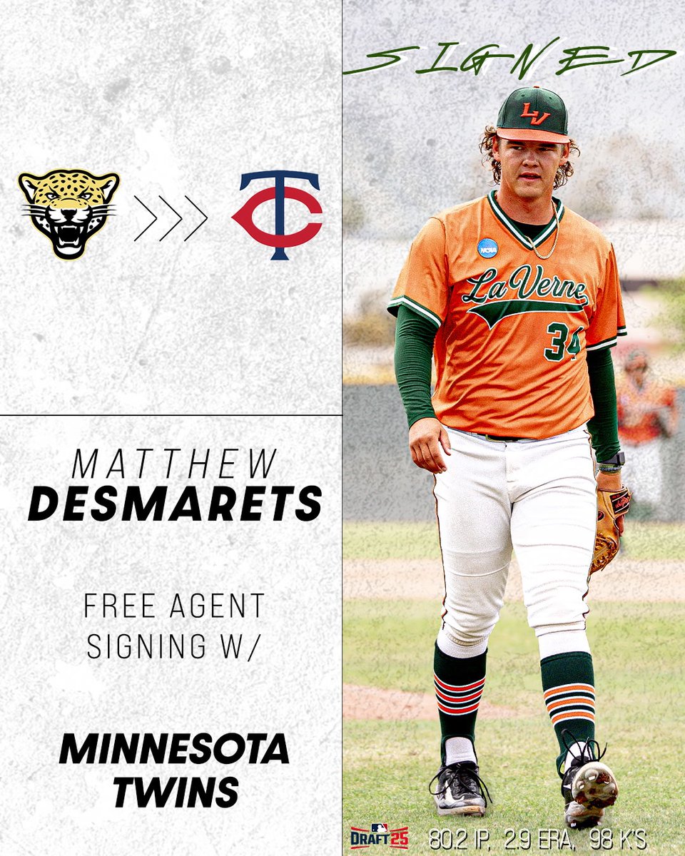 Ralph Grajeda (@coachgrajeda) on Twitter photo Congrats to Matt DesMarets <a href="/mattyd3024/">Matthew Des Marets</a> on a great career. The All American signed as a FA w/the <a href="/Twins/">Minnesota Twins</a>. Well deserved!!!
<a href="/BaseballAmerica/">Baseball America</a> <a href="/theSCIAC/">theSCIAC</a> <a href="/sciacbaseball/">SCIAC Baseball Hub</a> <a href="/d3baseball/">D3baseball</a> <a href="/MankatoMoonDogs/">Mankato MoonDogs</a> #ulvbaseball Congrats to Matt DesMarets <a href="/mattyd3024/">Matthew Des Marets</a> on a great career. The All American signed as a FA w/the <a href="/Twins/">Minnesota Twins</a>. Well deserved!!!
<a href="/BaseballAmerica/">Baseball America</a> <a href="/theSCIAC/">theSCIAC</a> <a href="/sciacbaseball/">SCIAC Baseball Hub</a> <a href="/d3baseball/">D3baseball</a> <a href="/MankatoMoonDogs/">Mankato MoonDogs</a> #ulvbaseball