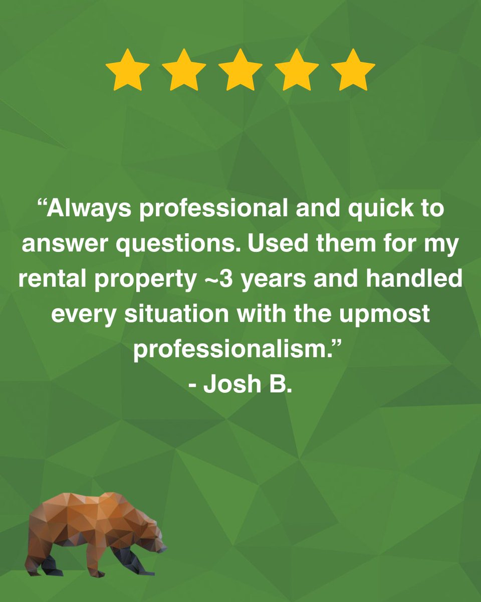 Reliability and professionalism are of the utmost importance at Kodiak.
Thank you for your kind words, Josh! 🐻
 #5starreview #propertymanagement