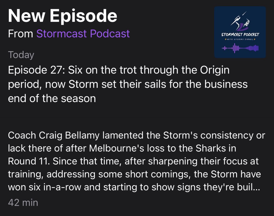 StormcastPod's tweet image. New episode has dropped 🎧 Review of Knights win, Storm news, throwback team list, listener Q's and TLT - Who's in? Who's out for the Round 20 clash against Manly. Like and subscribe via ⬇️
Apple Podcasts podcasts.apple.com/au/podcast/sto…
Spotify open.spotify.com/episode/6AjXB6…
@rugbyleaguecom