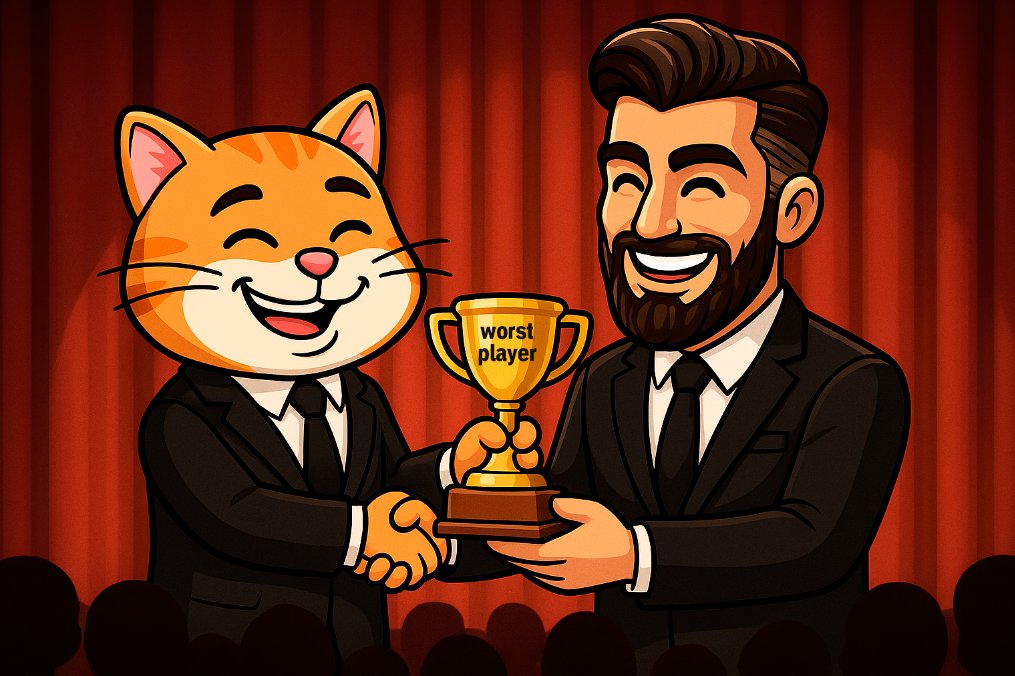 perfectpoolplay's tweet image. 👏 Congratulations to @0xLuqbraz , the only man brave enough to get ZERO predictions right in Perfect Pool's Club World Cup.
We admire the consistency. And for that heroic flop, you took home $100 USDC.
This is Perfect Pool: Where even the worst can win. 🐱