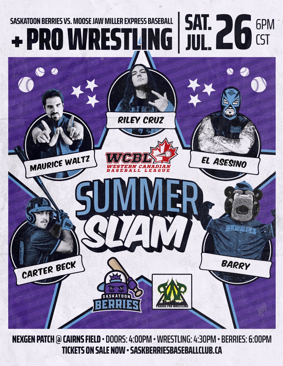 Saskatoon Berries (@stoonberries) on Twitter photo From home runs to headlocks 🤼
SUMMER SLAM IS COMING TO THE NEXGEN PATCH! Live wrestling courtesy of <a href="/PPWyxe/">PrairieProWrestling</a> starting at 4:30. Get tickets if ya smell what we're cookin 💪
TICKETS: t.ly/z5B0T From home runs to headlocks 🤼
SUMMER SLAM IS COMING TO THE NEXGEN PATCH! Live wrestling courtesy of <a href="/PPWyxe/">PrairieProWrestling</a> starting at 4:30. Get tickets if ya smell what we're cookin 💪
TICKETS: t.ly/z5B0T