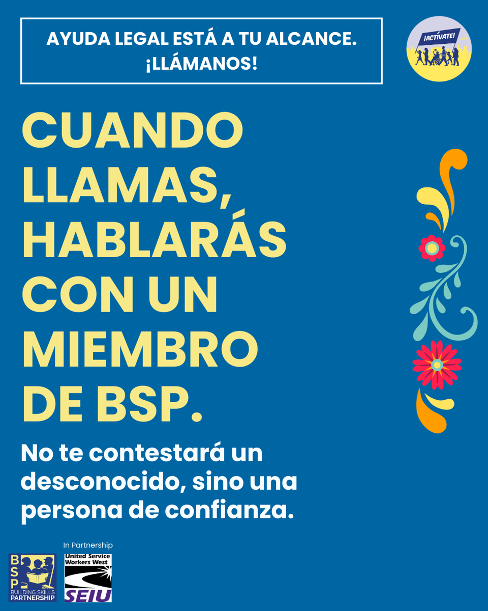 Building_Skills's tweet image. 🚨Todos los miembros de USWW @seiu_usww tienen acceso gratuito y confidencial a nuestros Servicios Legales de Inmigración (ILS) de BSP. Estamos aquí para apoyarte y conectarte con abogados de confianza y prestigio. Llama hoy mismo a nuestra línea directa para obtener más…