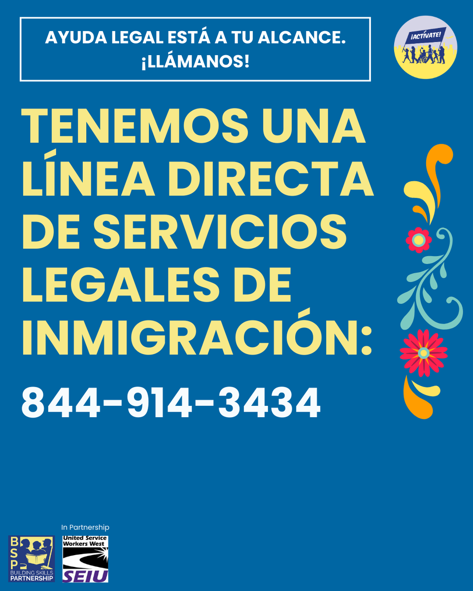Building_Skills's tweet image. 🚨Todos los miembros de USWW @seiu_usww tienen acceso gratuito y confidencial a nuestros Servicios Legales de Inmigración (ILS) de BSP. Estamos aquí para apoyarte y conectarte con abogados de confianza y prestigio. Llama hoy mismo a nuestra línea directa para obtener más…