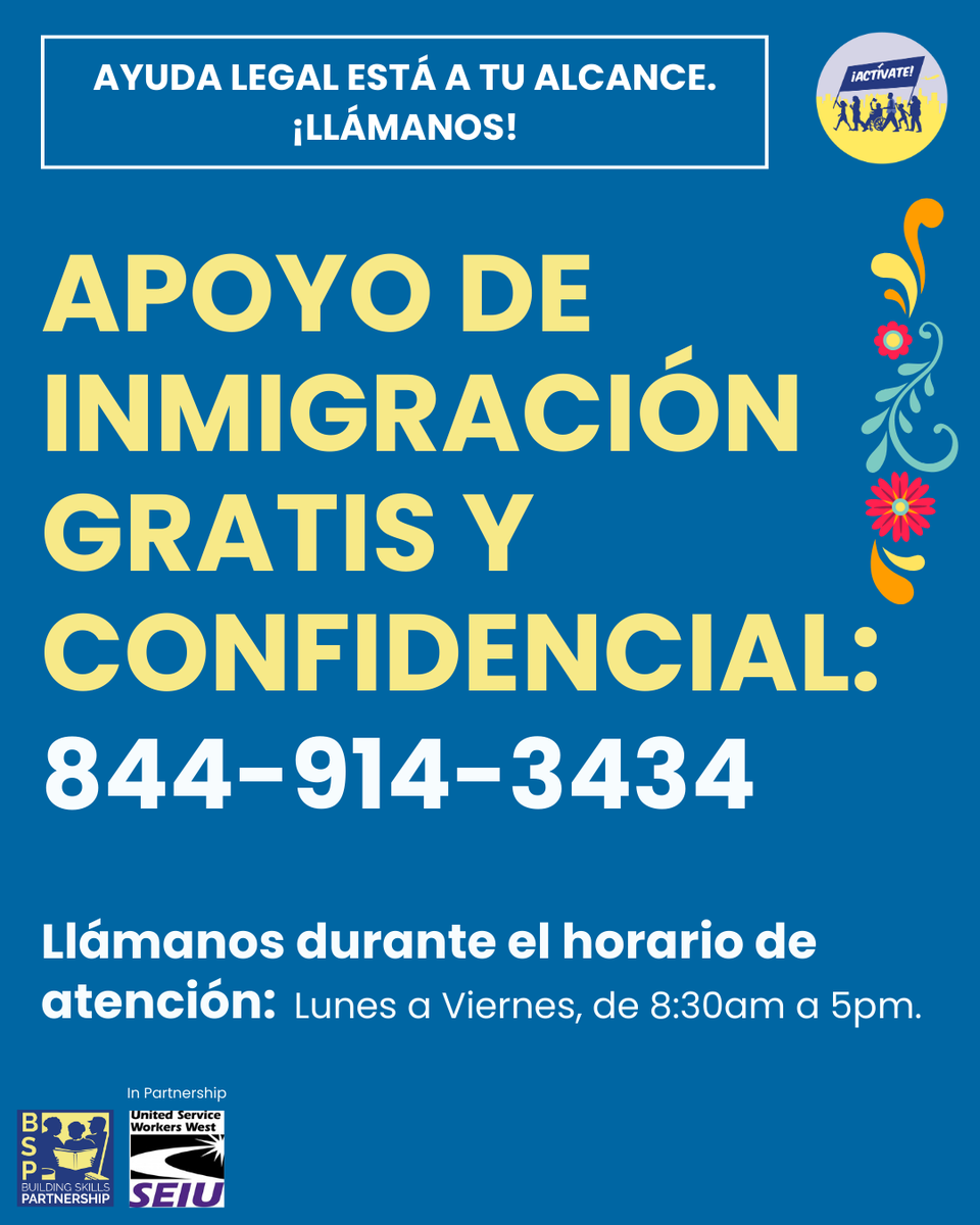 Building_Skills's tweet image. 🚨Todos los miembros de USWW @seiuusww tienen acceso gratuito y confidencial a nuestros Servicios Legales de Inmigración (ILS) de BSP. Estamos aquí para apoyarte y conectarte con abogados de confianza y prestigio. Llama hoy mismo a nuestra línea directa para obtener más…